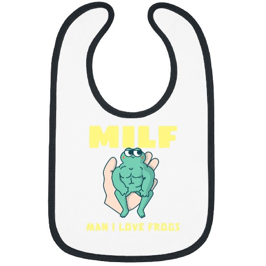 Frog Pet Man I Love Frogs Funny MILF Bibs