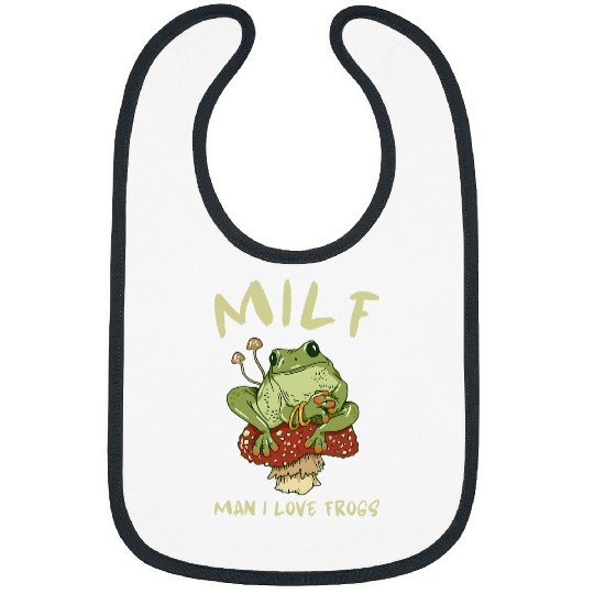 Frog Pet MILF Man I Love Frogs vintages Cottagecore Frog and Mushroom Bibs