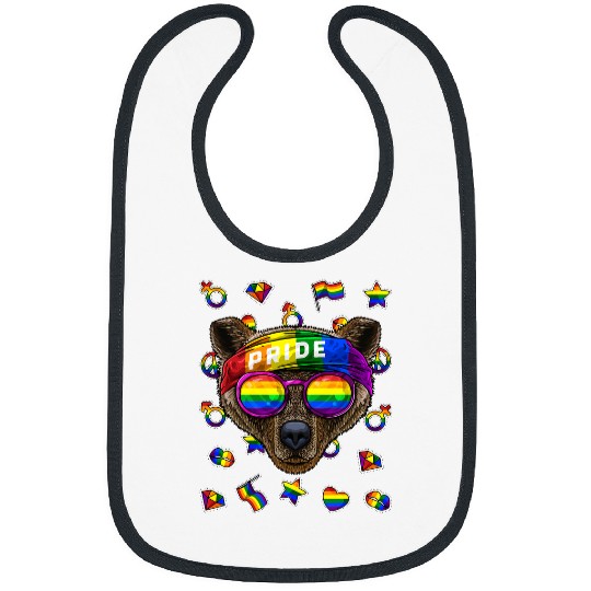 Bear Pet Bear Gay Pride Month Grizzly Bear Rainbow Lesbian Bibs