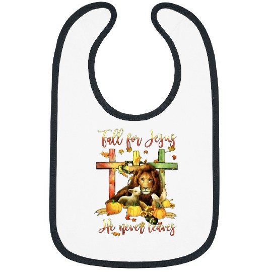 Lion Pet Fall For Jesus He Never Leaves Lion Autumn Bibs