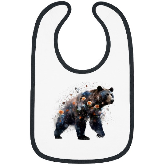 Bear Pet Flowers Creative Rose Art Animal Print Animal Motif Bear Bibs