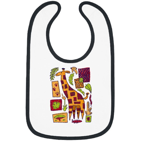 Giraffe Pet Retro 1950s Midcentury Jungle Safari Pattern for Kid Bibs