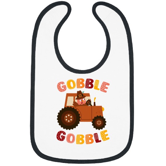 Tractor Fun driving Cute Gobble Gobble Turkey Driving Tractor Thanksgiving Bibs
