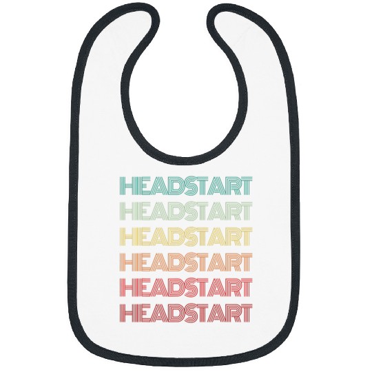 Retro HEAD START Back To School 60s Groovy Text Hello Bibs