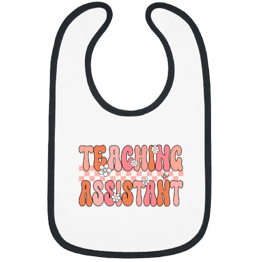 Groovy Teaching Assistant Women Retro Teacher Aide Crew Bibs