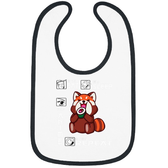 Panda Pet eat sleep anime repeat panda eating sushi japanese kawaii Bibs