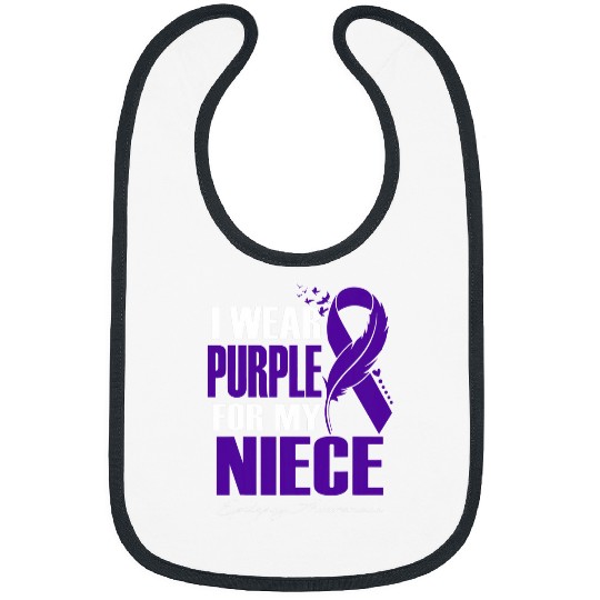 I Wear Purple For My Niece Epilepsy Awareness Feather Bibs