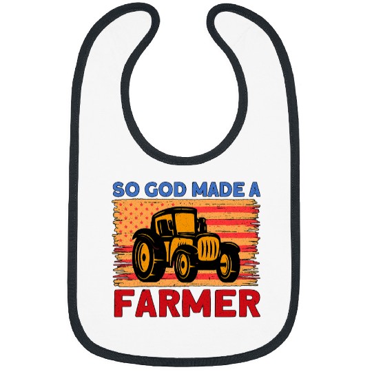 Tractor Fun Farmer Farm Agriculture vintages God Made A Farmer 2 Bibs