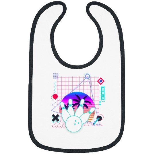 Sport Bowling Aesthetic Vaporwave 80s Style Funny Bowling Lover Bibs