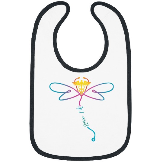 nurses Job Life RN Colorful Dragonfly Stethoscope Bibs