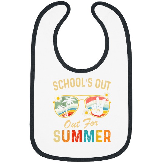 Last Day Of School Retro Schools Out For Summer Teacher 2 Bibs