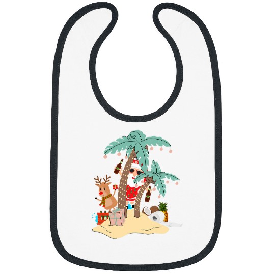Beer Fun christmas in july santa claus island yacht beer palms summer Bibs