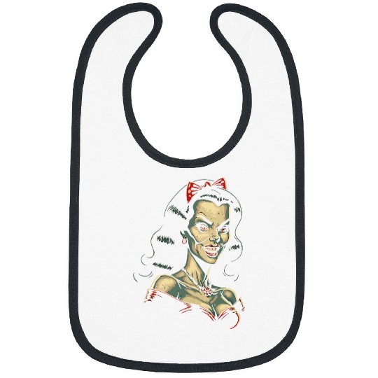 Book Fun Vampire Lady Showing Fangs 1960s Horror Comic Book Style Bibs