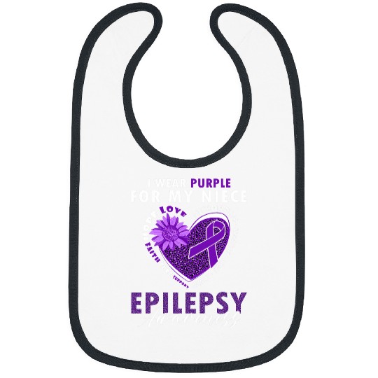 I Wear Purple For My Niece Epilepsy Awareness Supporter Bibs