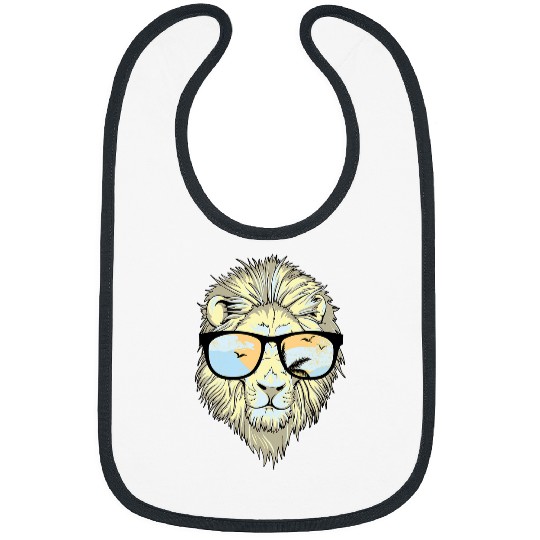 Lion Pet Face Sunglasses animal print with colors Bibs
