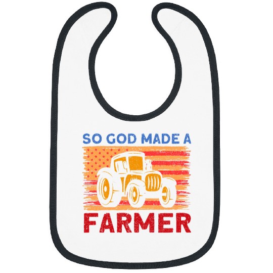 Tractor Fun Farmer Farm Agriculture vintages God Made A Farmer Bibs