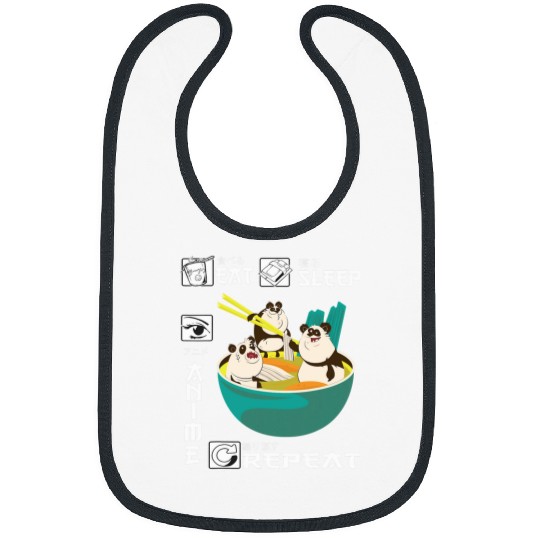 Panda Pet eat sleep anime repeat panda eating ramen japanese kawaii Bibs
