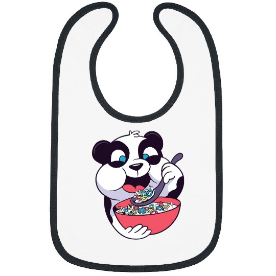 Panda Pet Eating Cereal Cute Anime Bibs