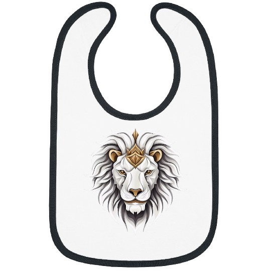 Lion Pet Face White with Golden Accents Animal Lover Bibs