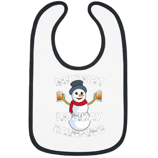 Beer Fun Snowman Holding Beer Mug Christmas Day Drinking Bibs