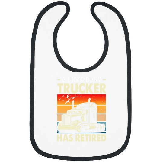 Truck Fun Retired Trucker Big Rig Truck Driver Retirement vintages Bibs