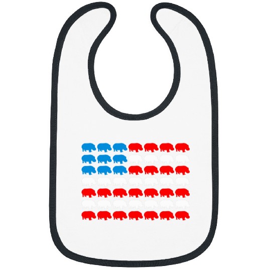 Hippo Pet Animal American Flag Independence Day 4th Of July Bibs