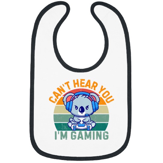 Koala Pet Retro Gamer Can t Hear You I m Gaming Funny Koala Headset Bibs
