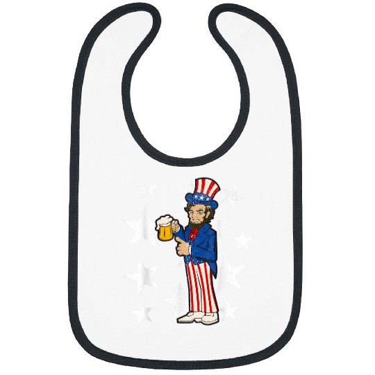 Beer Fun Abraham Lincoln Drinking A Beer Funny 4th of July Craft Beer Bibs