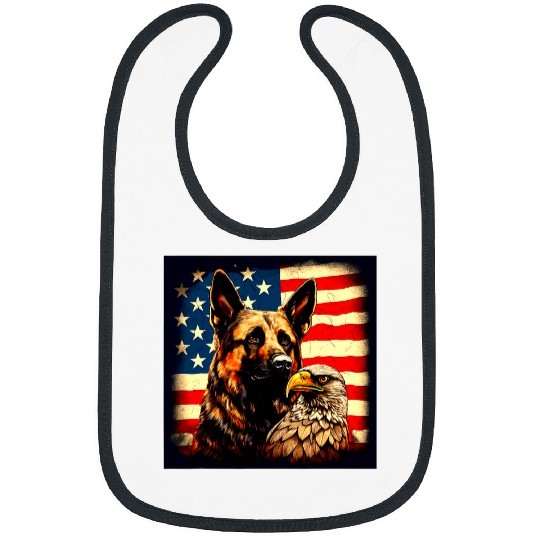 2024 German Shepherd Bald Eagle American Flag New Years Dog 1 Bibs