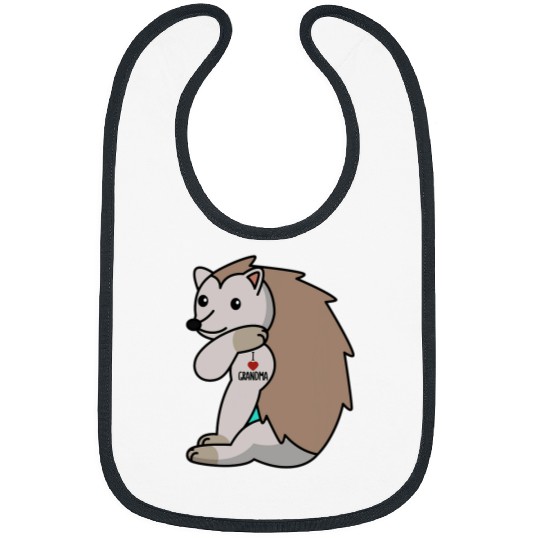 Hedgehog Pet I Love Grandma Tattoo Hedgehog Grandmother Pet Bibs