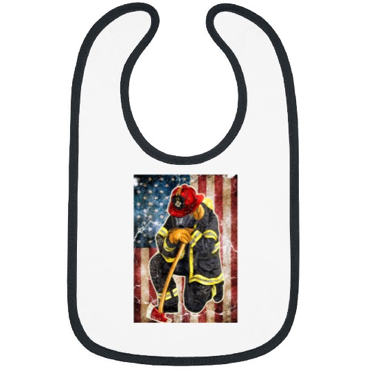 Firefighter Job Red Line American Flag Cool Firefighter Plus Size 4 Bibs