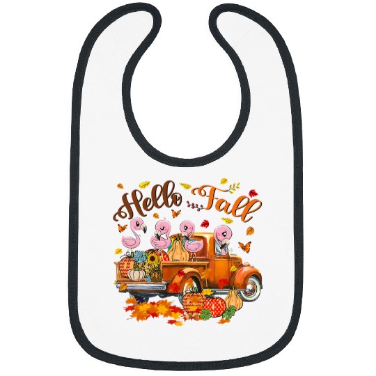 Flamingo Pet Hello Fall Pumpkin Truck Maple Leaves Harvest 1 Bibs