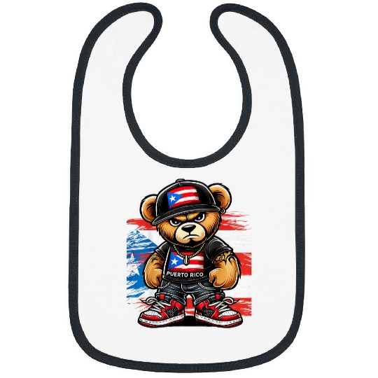 Bear Pet Cute Teddy Bear Puerto Rico Flag Boricua Puerto Rican Bibs