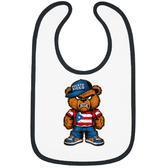 Bear Pet Cute Teddy Bear Puerto Rico Flag Boricua Puerto Rican 2 Bibs