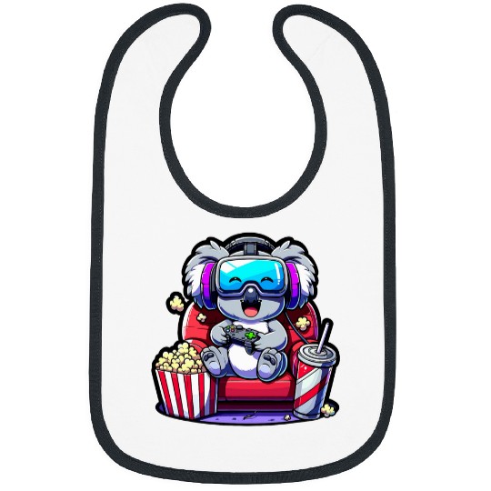 Koala Pet Gamer Koala Popcorn Gaming Chair Headphones Games Player Bibs