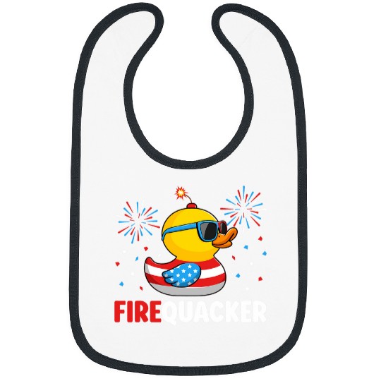 Duck Pet 4th of July Duck Firequacker Patriotic Fourth of July Funny Bibs