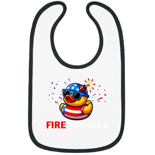 Duck Pet 4th of July Duck Firequacker Funny Patriotic Fourth of July Bibs