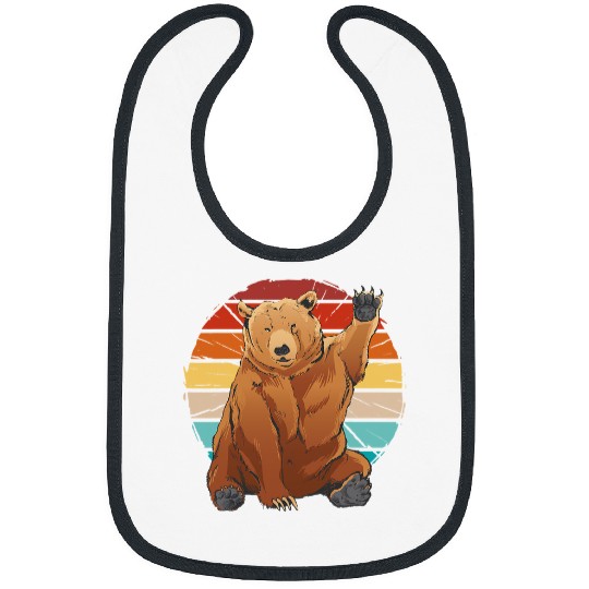 Bear Pet friendly grizzly bear waving its hand bear greeting Bibs