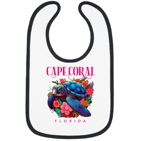 Turtle Pet Cape Coral Florida Floral Beach Turtle Souvenir Bibs