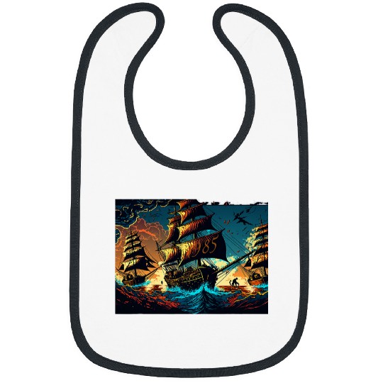 1985 Sailing Ship on the High Seas Bibs