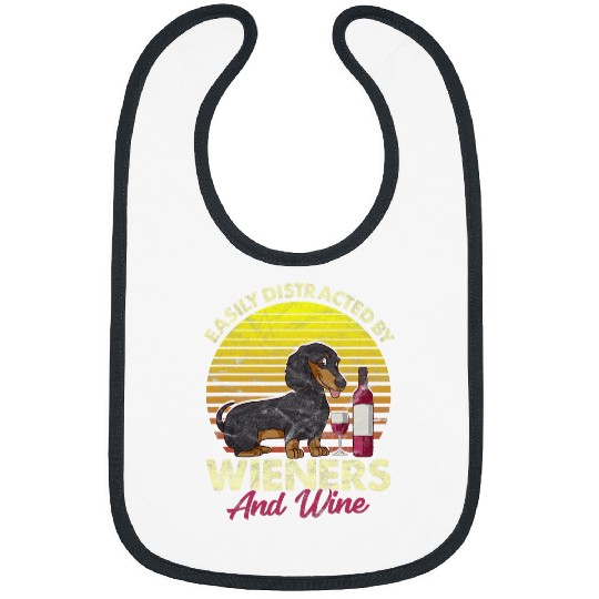 Wines Fun Cute Dachshund and Wines Design Doxie Dog Wiener Dog Bibs