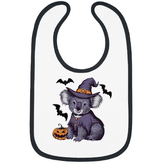 Koala Pet Funny Scary Pumpkin Bat Witch Koala Halloween 3 Bibs