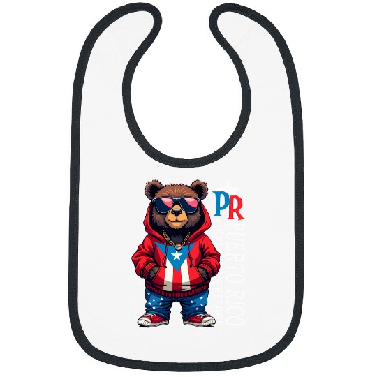 Bear Pet Cute Teddy Bear Puerto Rico Flag Boricua Puerto Rican Kids Bibs