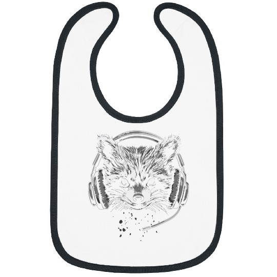 Raccoon Pet Black and White Gamer Raccoon with Headset and Microphone Bibs