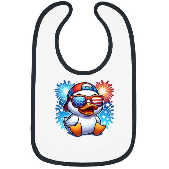 Duck Pet 4th of July Firequacker Duck American Flag Fireworks Graphic Bibs