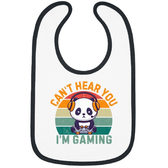 Panda Pet Retro Gamer Can t Hear You I m Gaming Funny Panda Headset Bibs