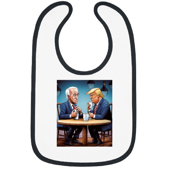 Coffee Fun Donald Trump Joe Biden having Coffee Former Presidents Bibs