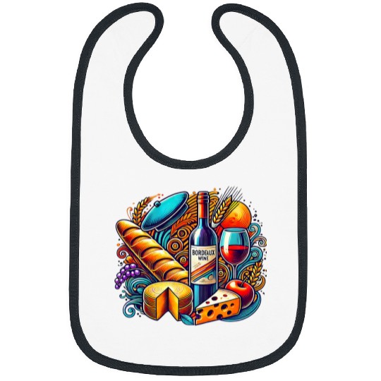 Wines Fun French Cuisine and Wines French Culture Graphic S50 Bibs