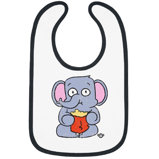 Elephant Pet Eating Popcorn Distressed Graphic Bibs