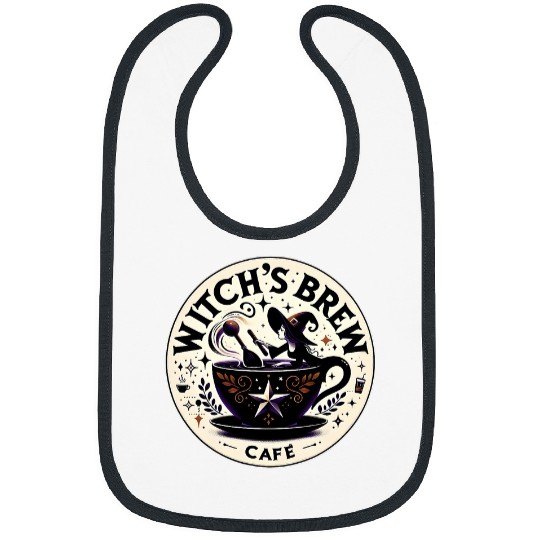 Coffee Fun Salem Witch s Brew Cafe Retro Witchcraft Coffee House Logo Bibs